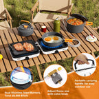 Hisencn Portable Camping Stove, 2 Burner Foldable Camp Stove, 20000 Btu Folding Gas Stove, Portable Propane Stove With Carry Bag
