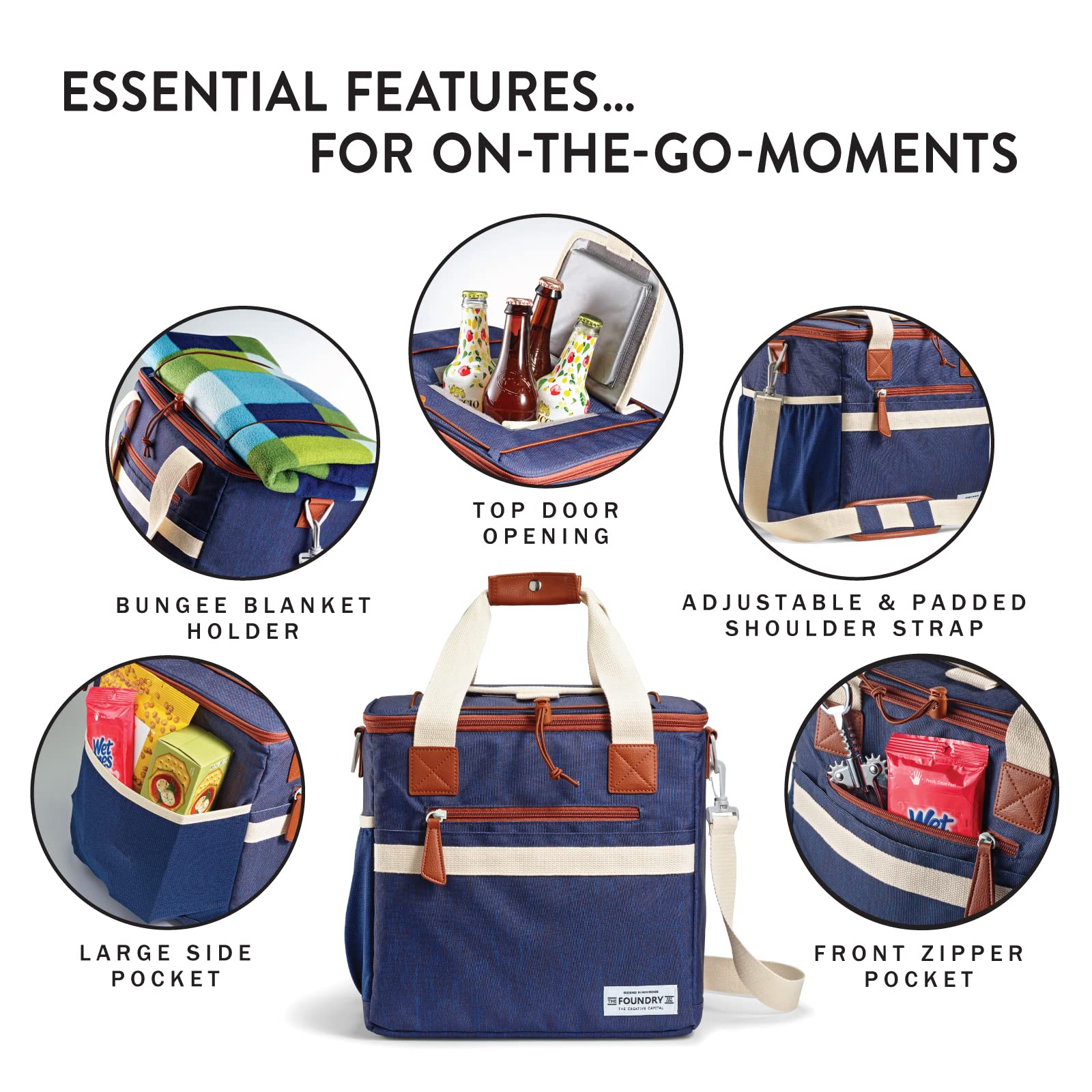Foundry By Fit+Fresh, 24-Can Soft Cooler Bag Insulated Leak Proof, Insulated Soft Cooler Bag, Portable Soft Cooler, Soft Cooler