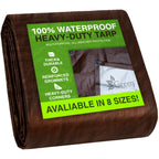 Tarp Cover Brown/Silver Heavy Duty Thick Material Water Proof Tear Proof Uv Resistant Reinforced Edges Boat Tent Rv Or Pool Cove