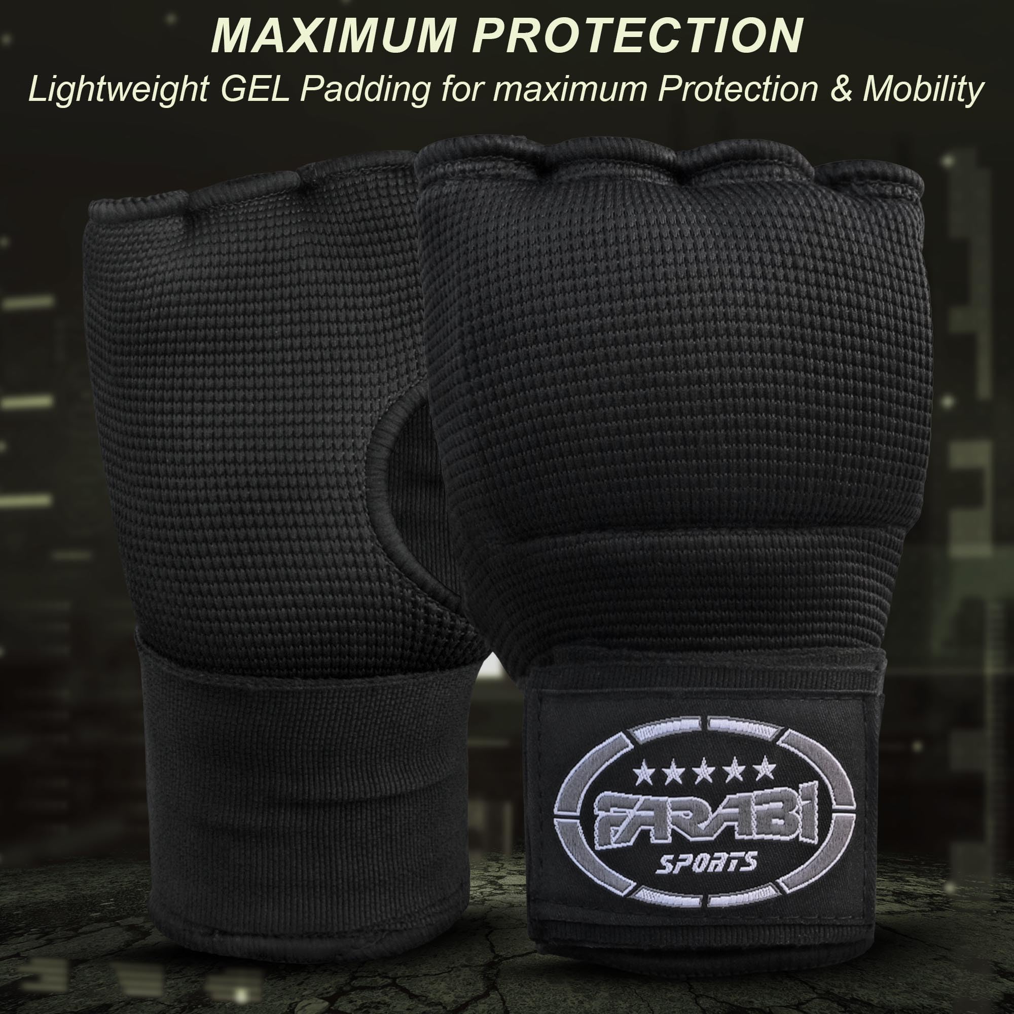 FARABI Kids Hybrid Boxing Inner Gloves Punching Boxing Gloves (All Black, Junior)