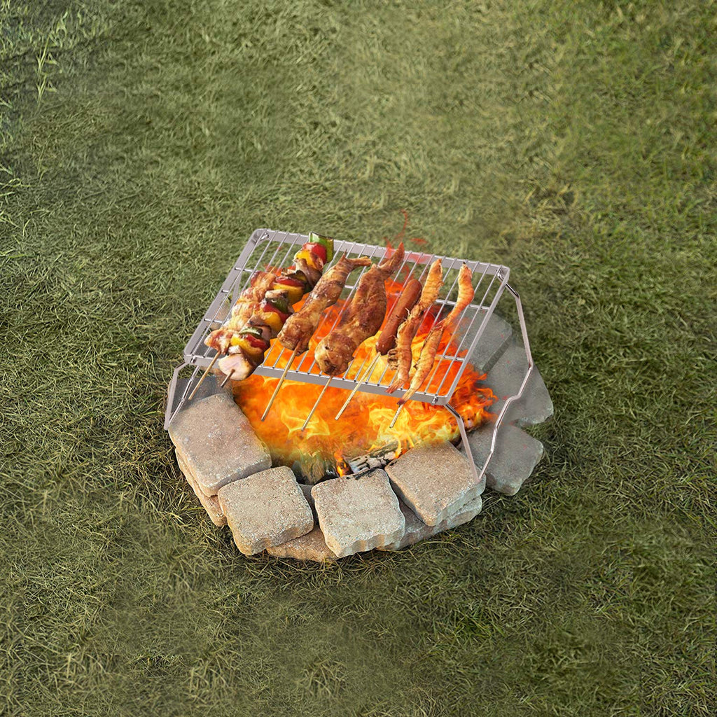 Redcamp Large Folding Campfire Grill 304 Stainless Steel Grate, Heavy Duty Portable Camping Grill With Legs Carrying Bag
