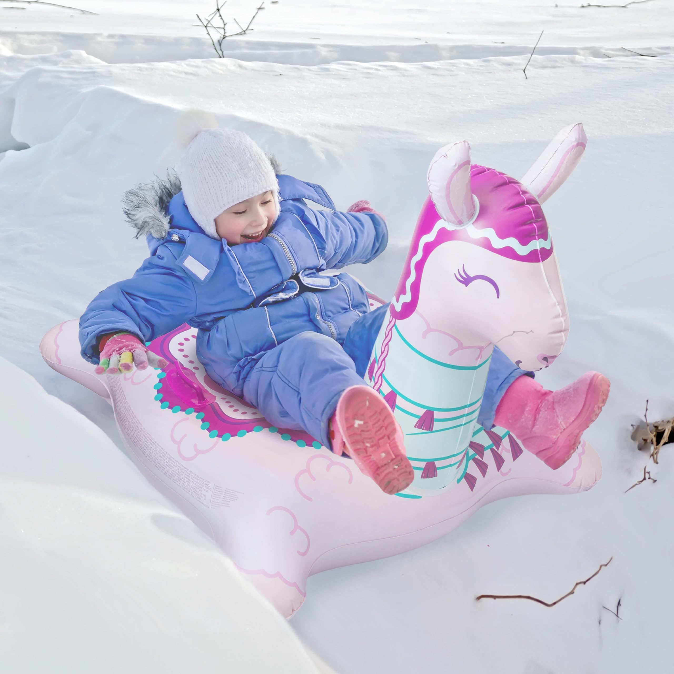 Bigmouth Inc Large 48'' Inflatable Snow Tube For Kids And Adults, Durable Winter Toy For Tubing & Sledding - Llama