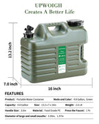 Upwoigh 5 Gallon Water Jug, Thickened Water Storage Overlanding Gear Containers, Camping Essential Truly Leak-Proof Green Water