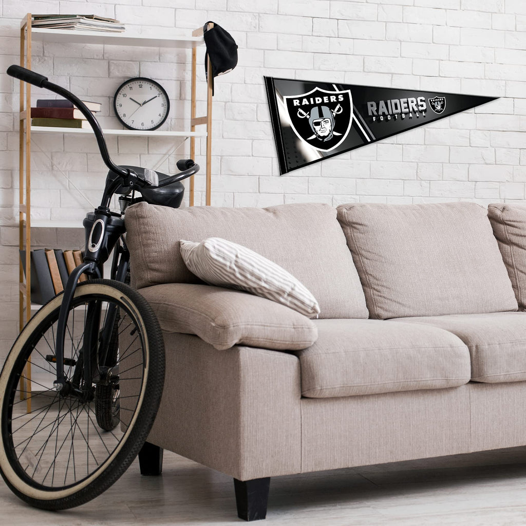 Rico Industries Nfl Football Las Vegas Raiders Primary 12'' X 30'' Felt Wall D  Cor Pennant - Great For Home/Bed Room/Man Cave D