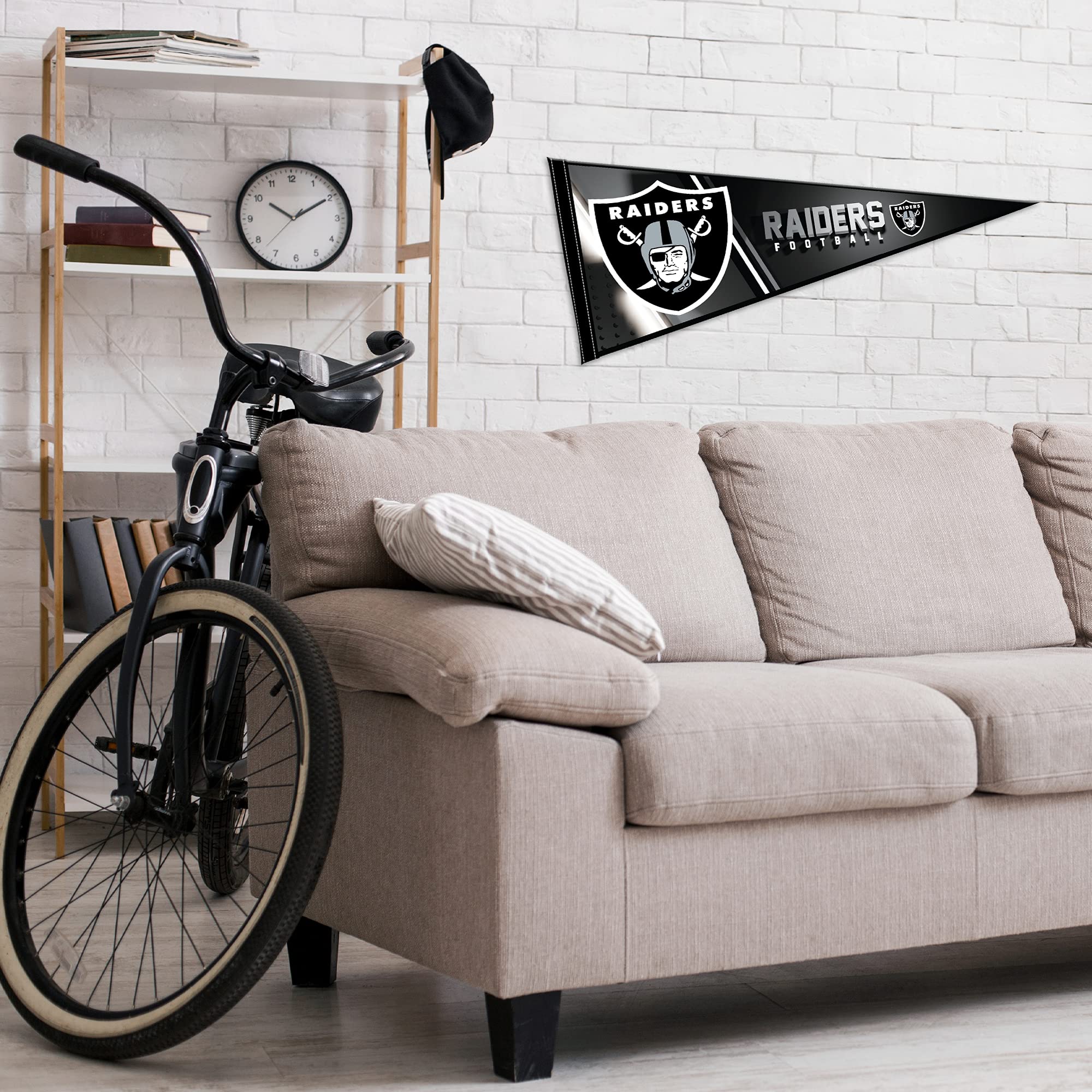 Rico Industries Nfl Football Las Vegas Raiders Primary 12'' X 30'' Felt Wall D  Cor Pennant - Great For Home/Bed Room/Man Cave D