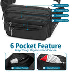 Fanny Pack For Women Men - Packism 6 Zipper Pockets Fashionable Sport Waist Pack Bag Travel Hiking Running Hip Bum Bag For Outdo