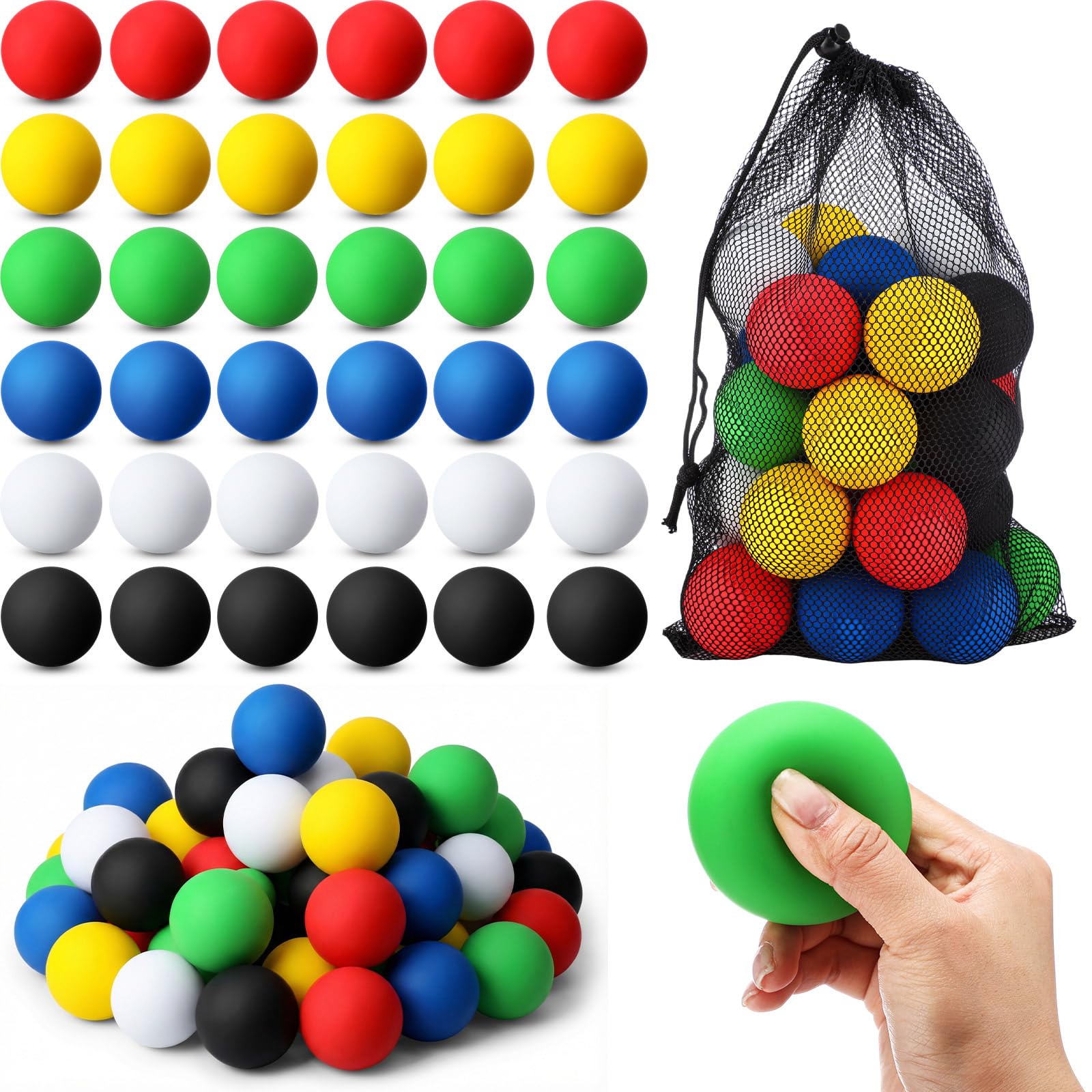 Teyva Daily 60 Pack of Racquetballs Bulk, 2.4   Rubber Racquetballs High Bounce Small Racquet Balls with a Mesh Bag for Sports