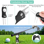 Vinteam Golf Accessories Gift Set, Golf Towel, Golf Club Brush With Groove Cleaner, Foldable Divot Repair Tool With Ball Marker,