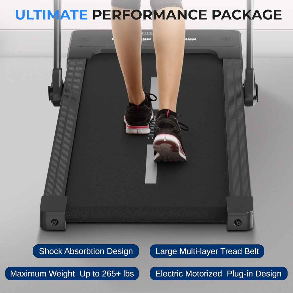 Serenelife Foldable 2 In1 Treadmill & Walking Pad With Remote Control, Speed 7.6 Mph Compact Under Bed, 2.5 Hp, App Support, Eas