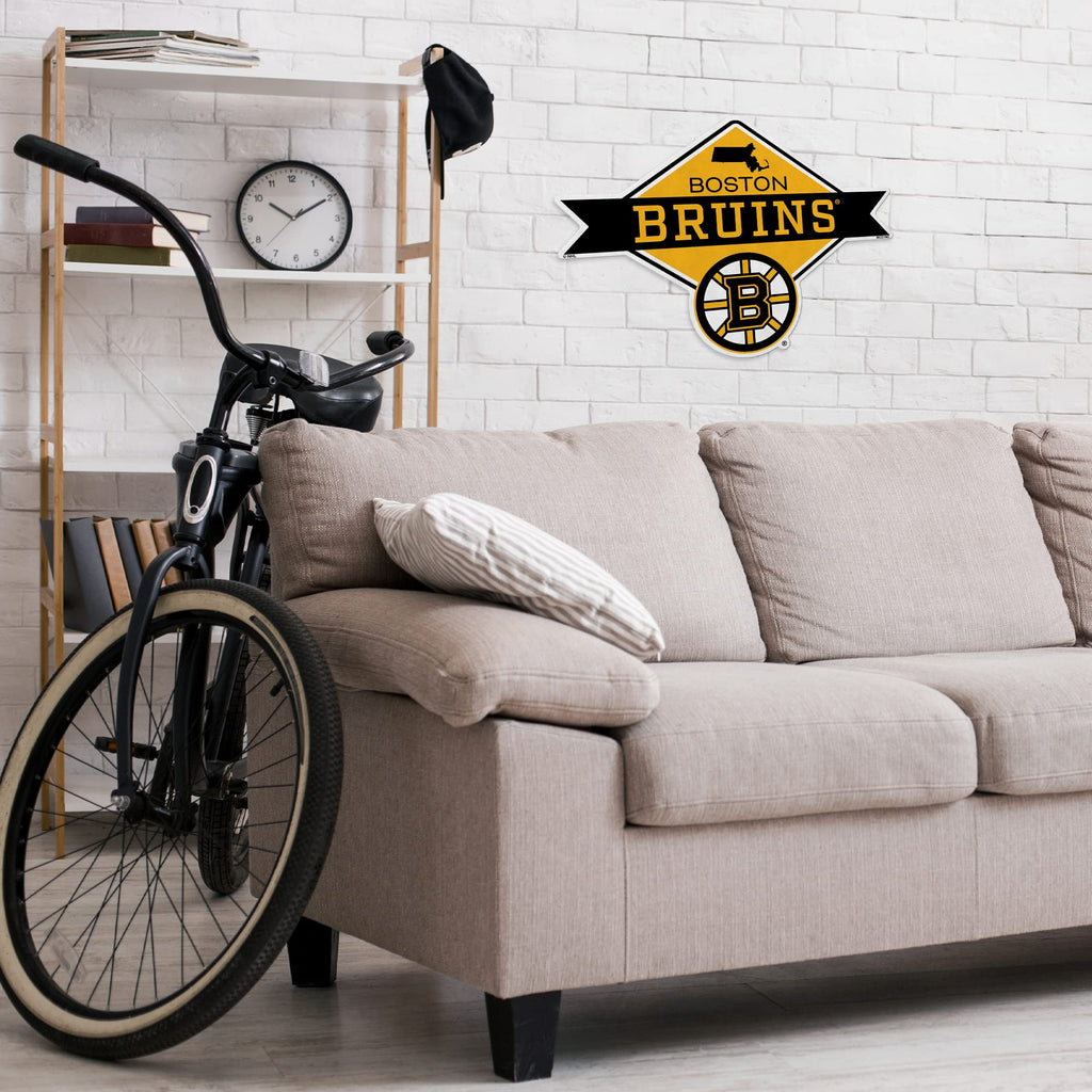 Rico Industries Nhl Boston Bruins Diamond Shape Cut Pennant - Home And Living Room D  Cor - Soft Felt Ez To Hang