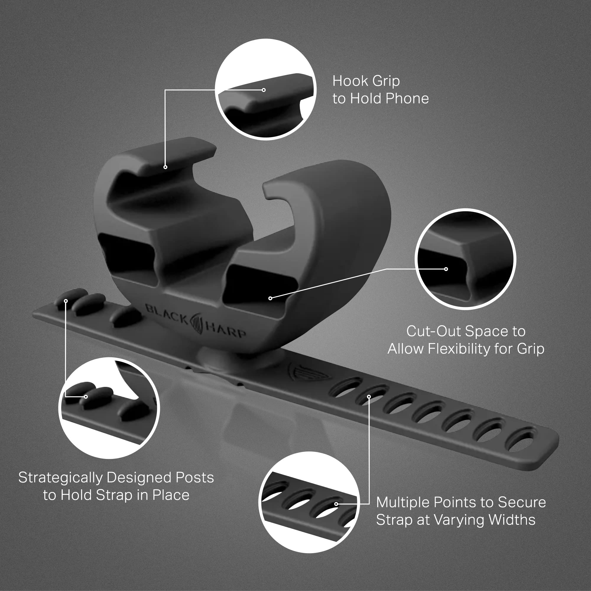 Black Harp Silicone Bike Phone Holder Designed For Peloton And Exercise Bike- Cell Phone Mount For Stationary Exercise Bike Acce