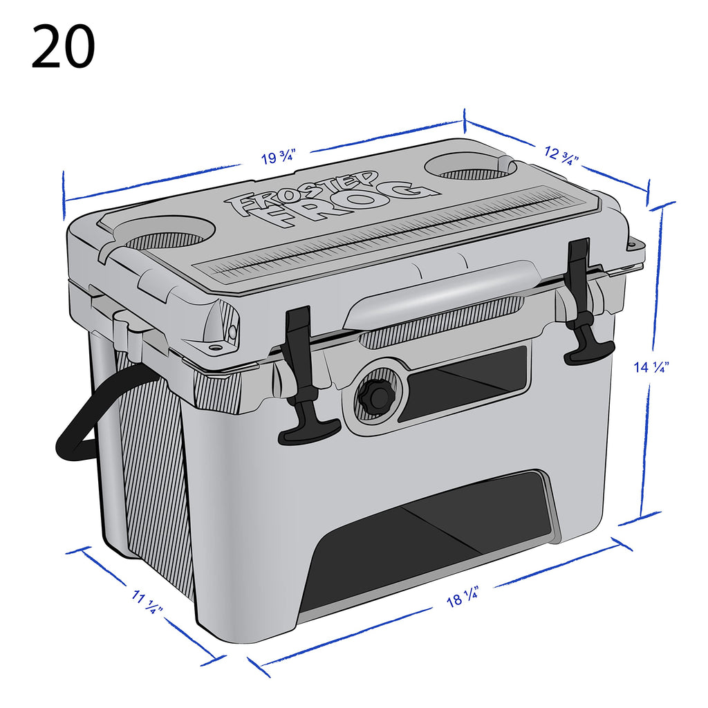 Frosted Frog Desert Camo 20 Quart Ice Chest Heavy Duty High Performance Roto-Molded Commercial Grade Insulated Cooler