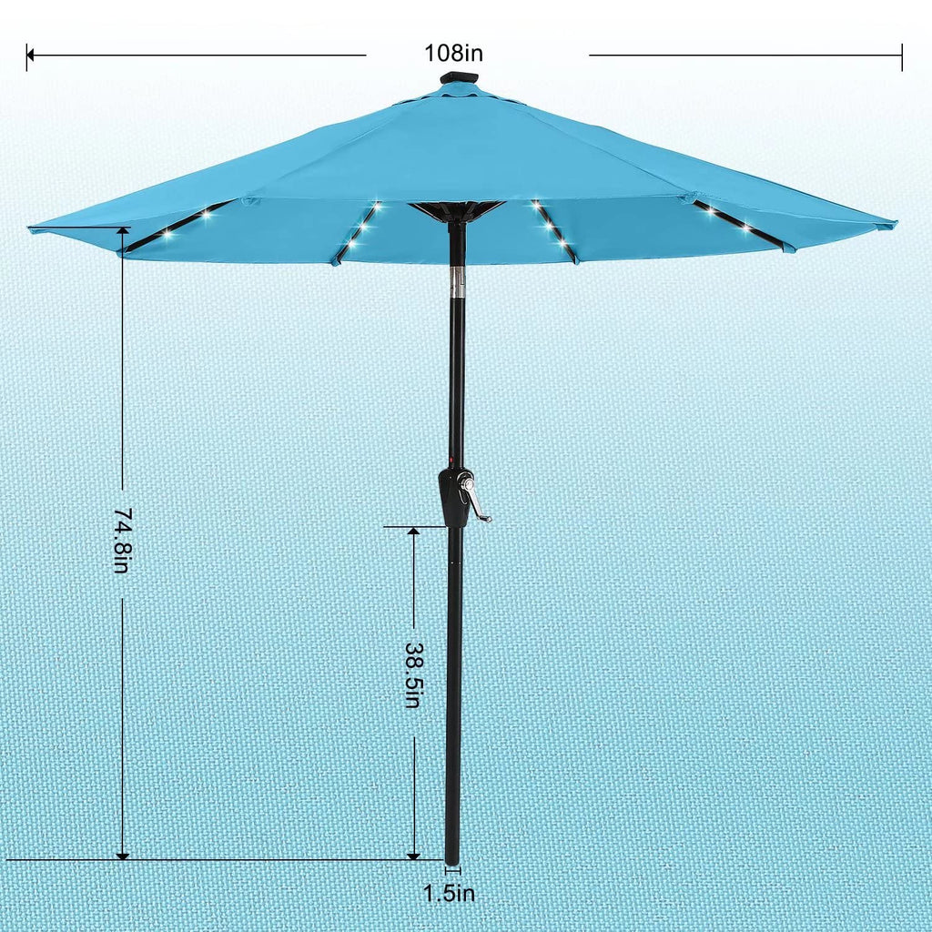 Abccanopy Durable Solar Led Patio Umbrellas With 32Led Lights 9Ft (Turquoise)
