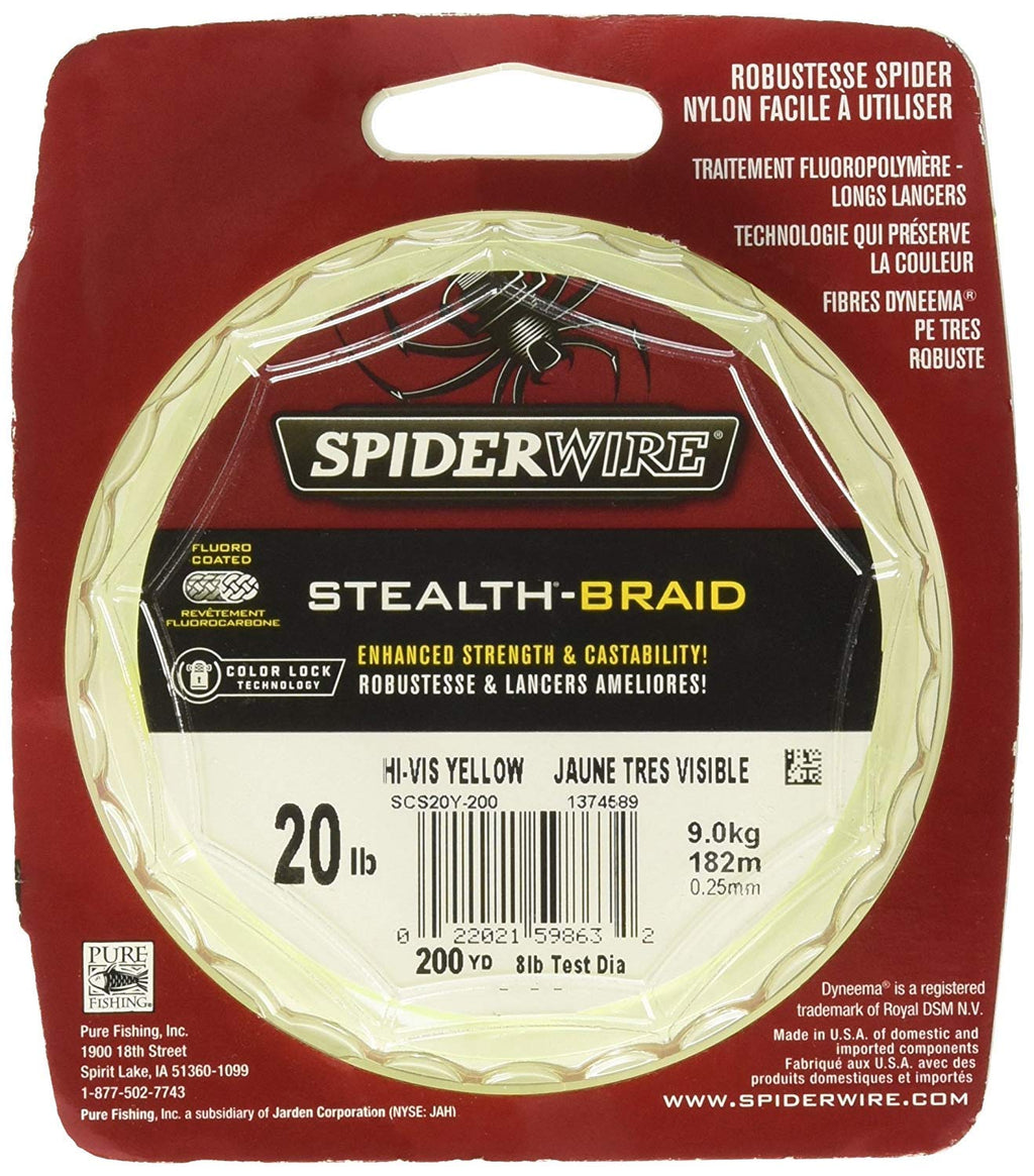 Spiderwire Stealth Superline, Hi-Vis Yellow, 150Lb | 68.0Kg, 1500Yd | 1371M Braided Fishing Line, Suitable For Freshwater And Sa