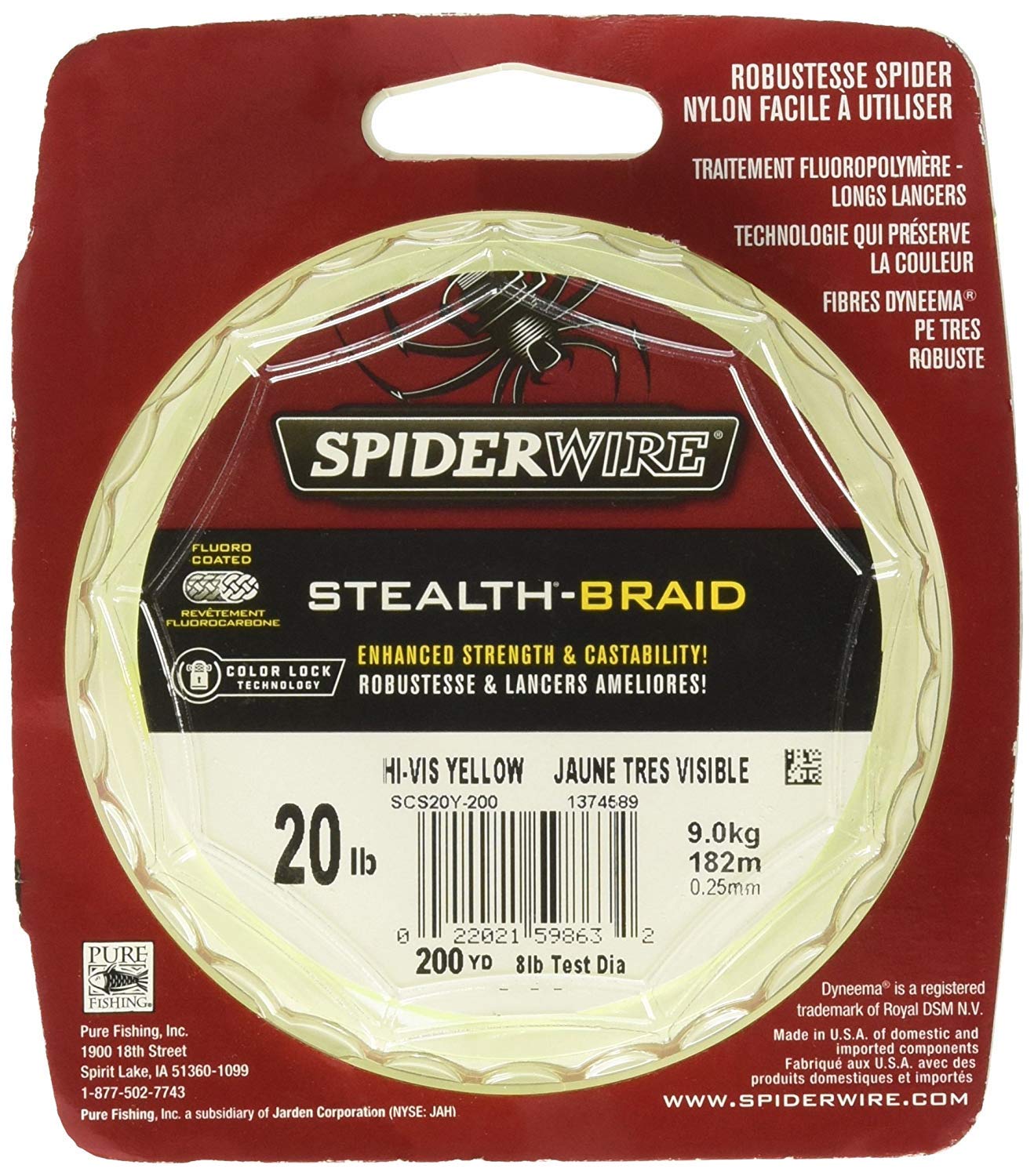 Spiderwire Stealth Superline, Hi-Vis Yellow, 150Lb | 68.0Kg, 1500Yd | 1371M Braided Fishing Line, Suitable For Freshwater And Sa