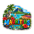 Sketchfab Mauritius Fridge Magnet Souvenir, Country Theme Stylish Wooden Refrigerator Magnet, 3x3 Inch DieCut MDF World Travel