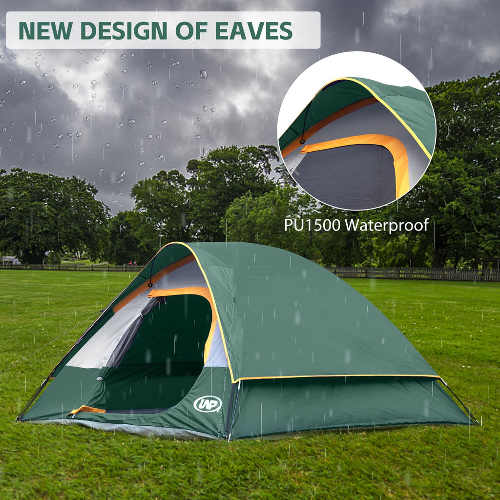 Camping Tent 4 Person, Waterproof Windproof Tent With Rainfly Easy Set Up-Portable Dome Tents For Camping (Dark Green)