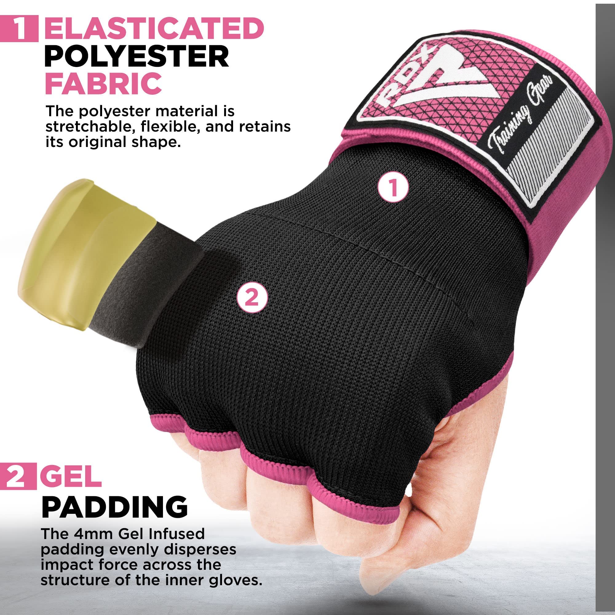 Rdx Gel Boxing Hand Wraps Inner Gloves Men Women, Quick 75Cm Long Wrist Straps, Elasticated Padded Fist Under Mitts Protection,
