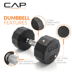 CAP Barbell 150 LB Chrome Handle Coated 12-Sided Dumbbell Set with Vertical Blue Rack