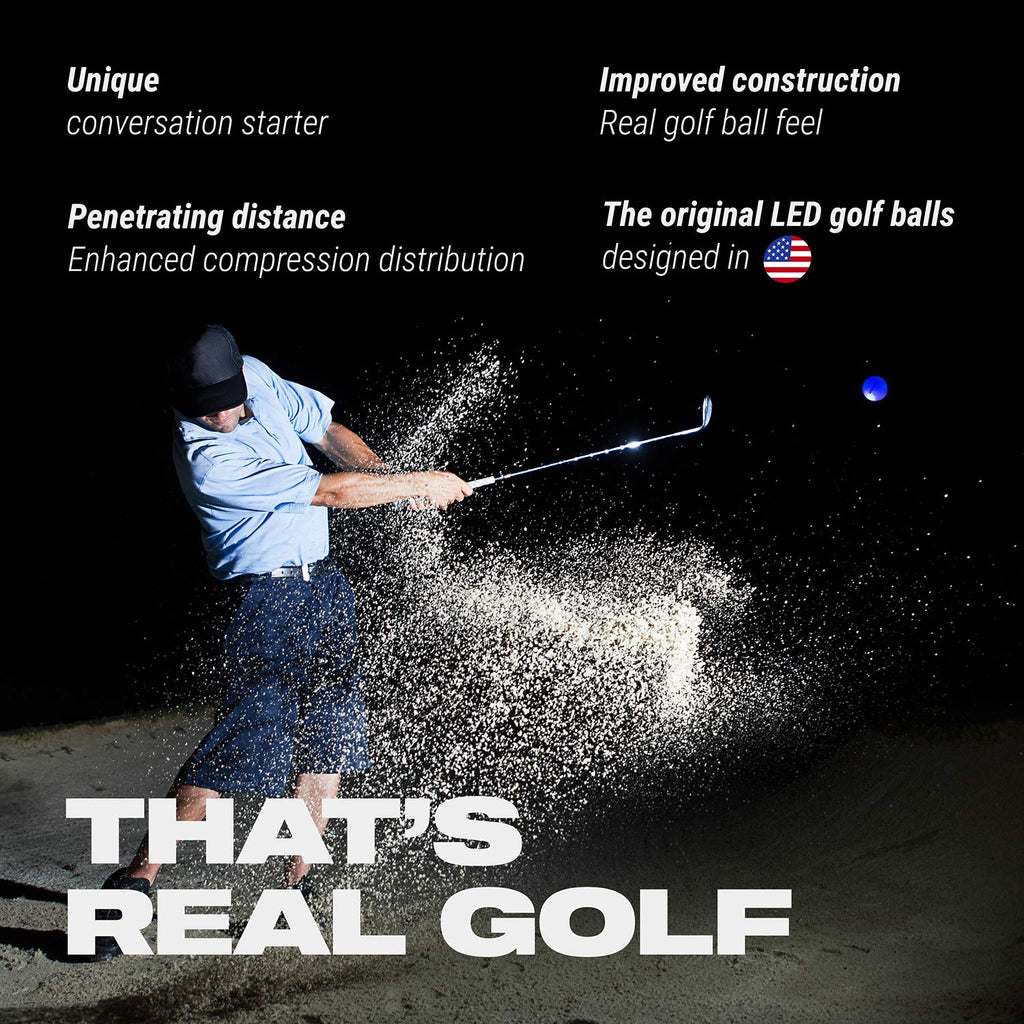 Battlepulse 300-Hr Lighting Time Glow In The Dark Golf Balls With Mesh Bag  Water Resistant Glow Golf Balls  6 Pc Light Up Golf