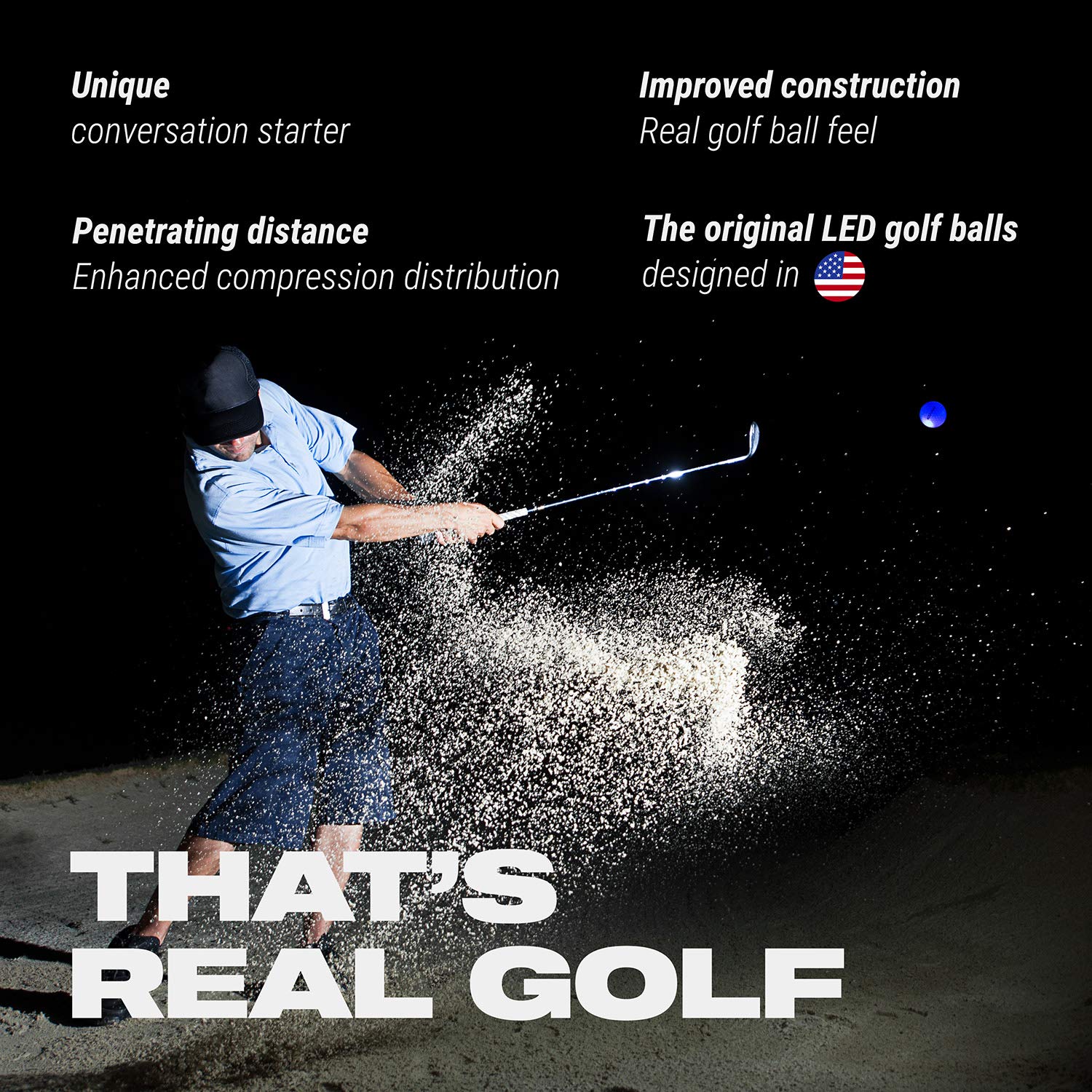 Battlepulse 300-Hr Lighting Time Glow In The Dark Golf Balls With Mesh Bag  Water Resistant Glow Golf Balls  6 Pc Light Up Golf
