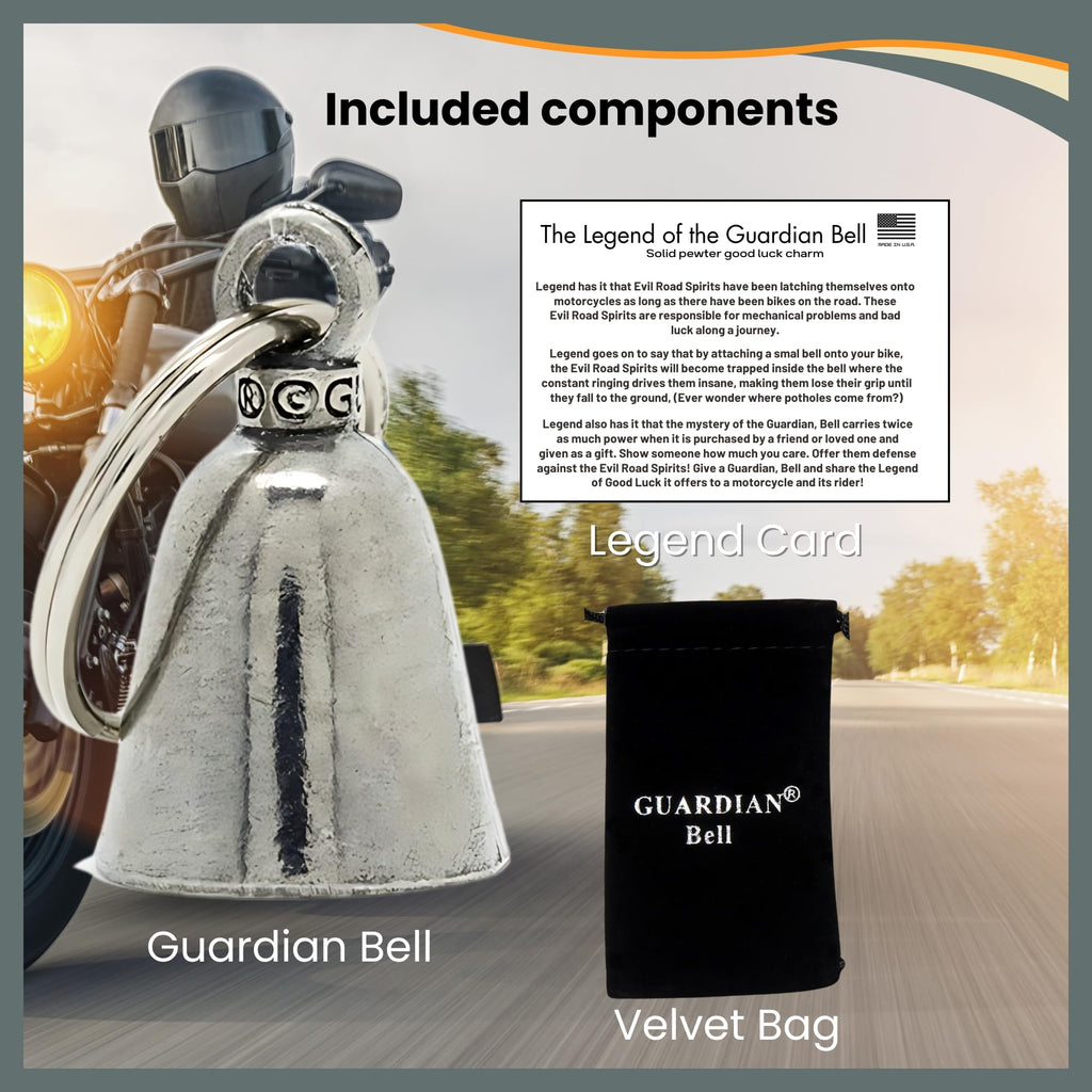 Guardian Bell Manekiniko Good Luck Bell W/Keyring & Black Velvet Gift Bag | Motorcycle Bell | Lead-Free Pewter | Good Luck Gift