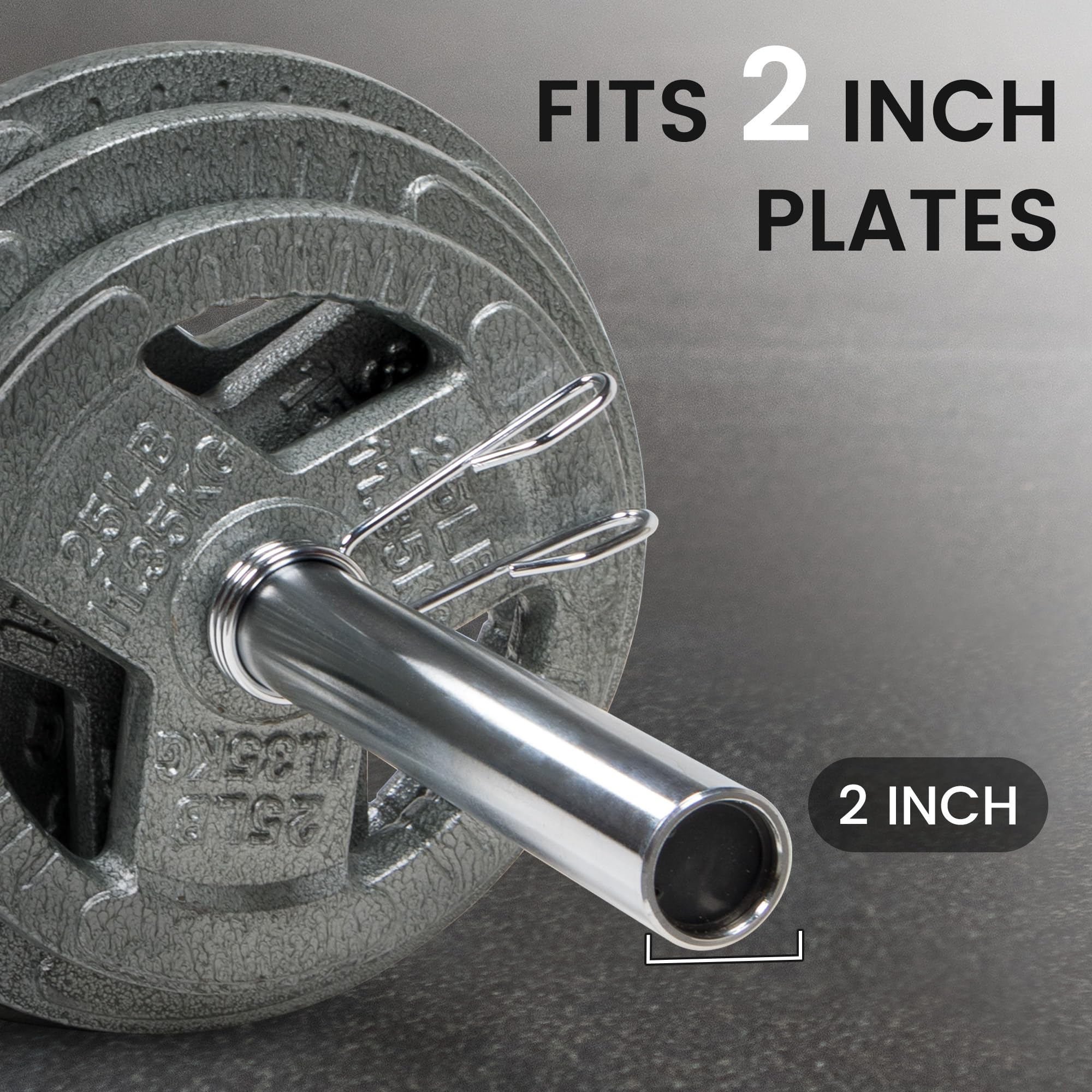 Fitvids Olympic 2-Inch Barbell Bar for Weightlifting and Powerlifting - 700 Pound Capacity - 6-Foot - Silver