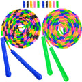 Beprezco Long Double Dutch Jump Rope 16 Ft 2 Pack, Jump Rope for Kids Adults, Beaded Segmented Skipping Rope (Blue&Green)