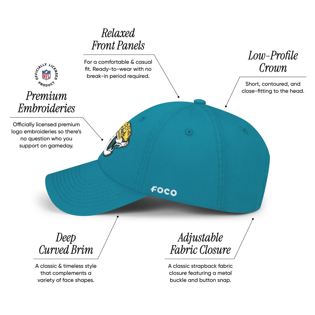 Foco Men'S Jacksonville Jaguars Cap Nfl Logo Casual Hat, Team Color