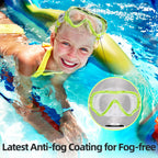 Kids Swim Goggles Snorkel Mask Diving Scuba Mask Snorkeling Goggles For Kids Boys Girls Youth, Anti-Fog 180 Clear View Kids Pool