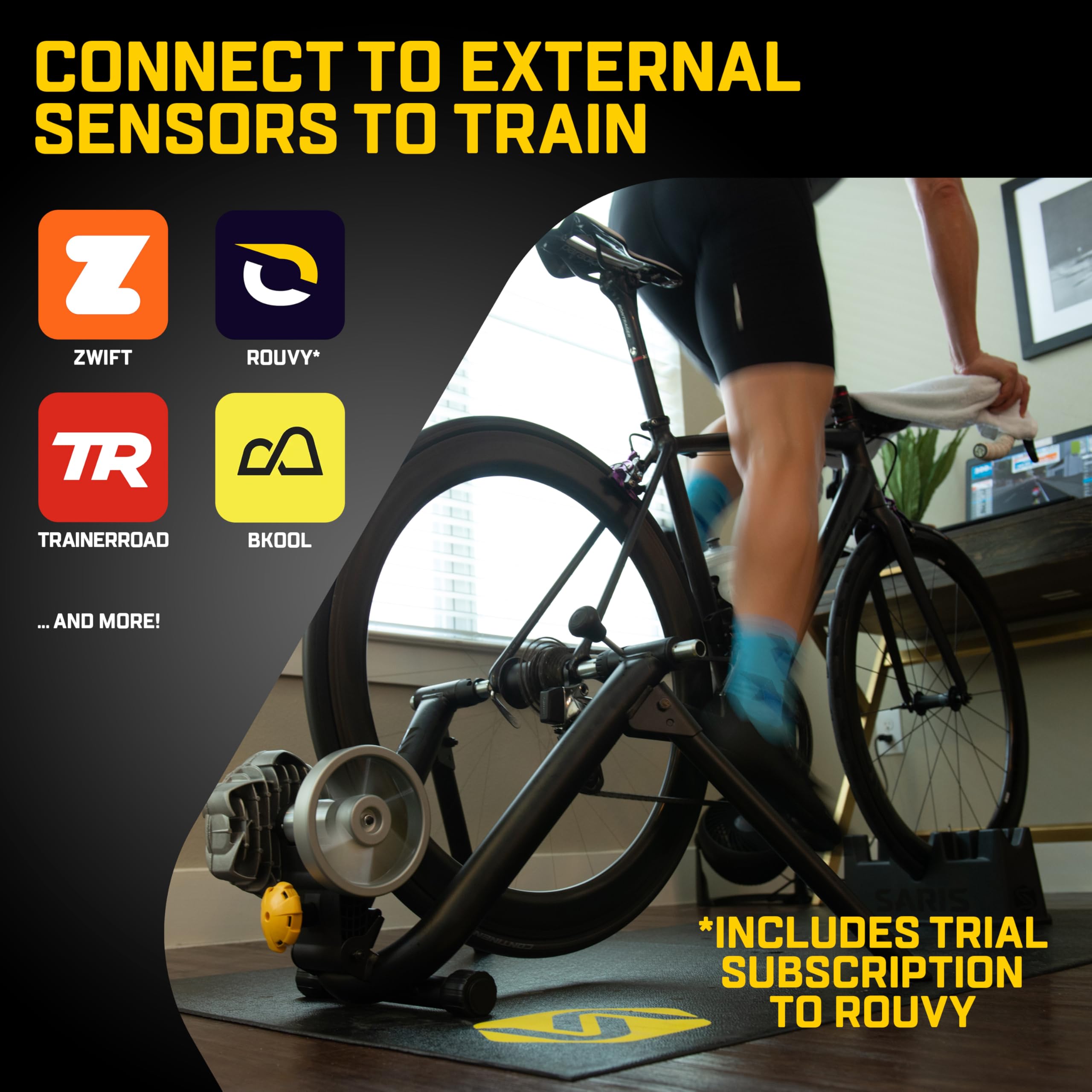 Saris Fluid2 Indoor Bike Trainer, Fits Road And Mountain Bikes, Compatible With Zwift App