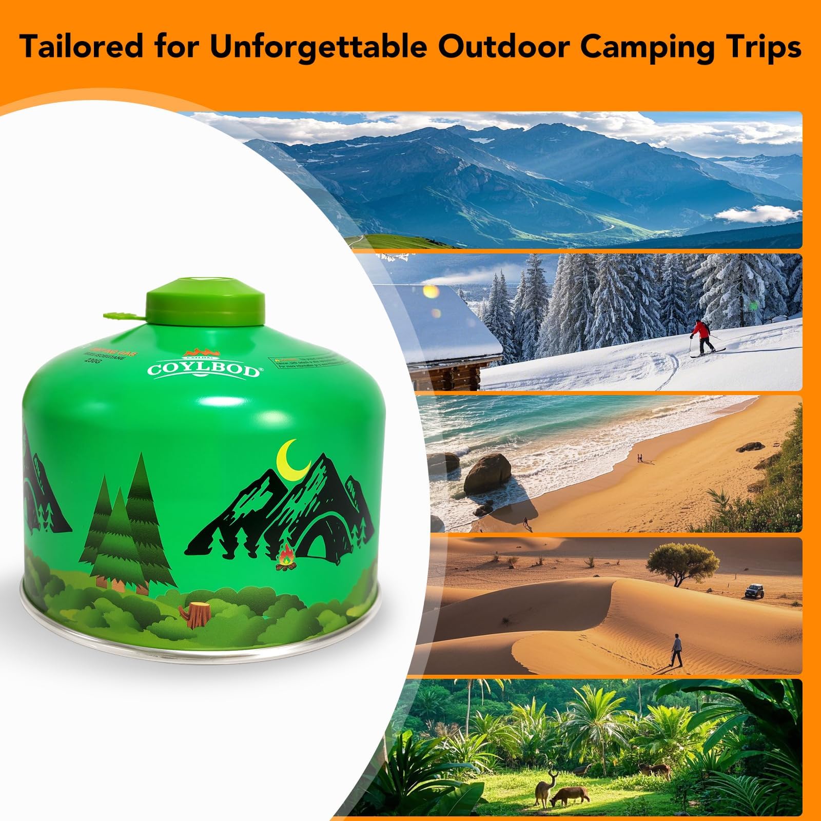 Coylbod Isobutane Fuel Canister 100G, Camping Stove Fuel, Butane Camping Propane Mixture Blend Camping Fuel Gas (3 Pack)