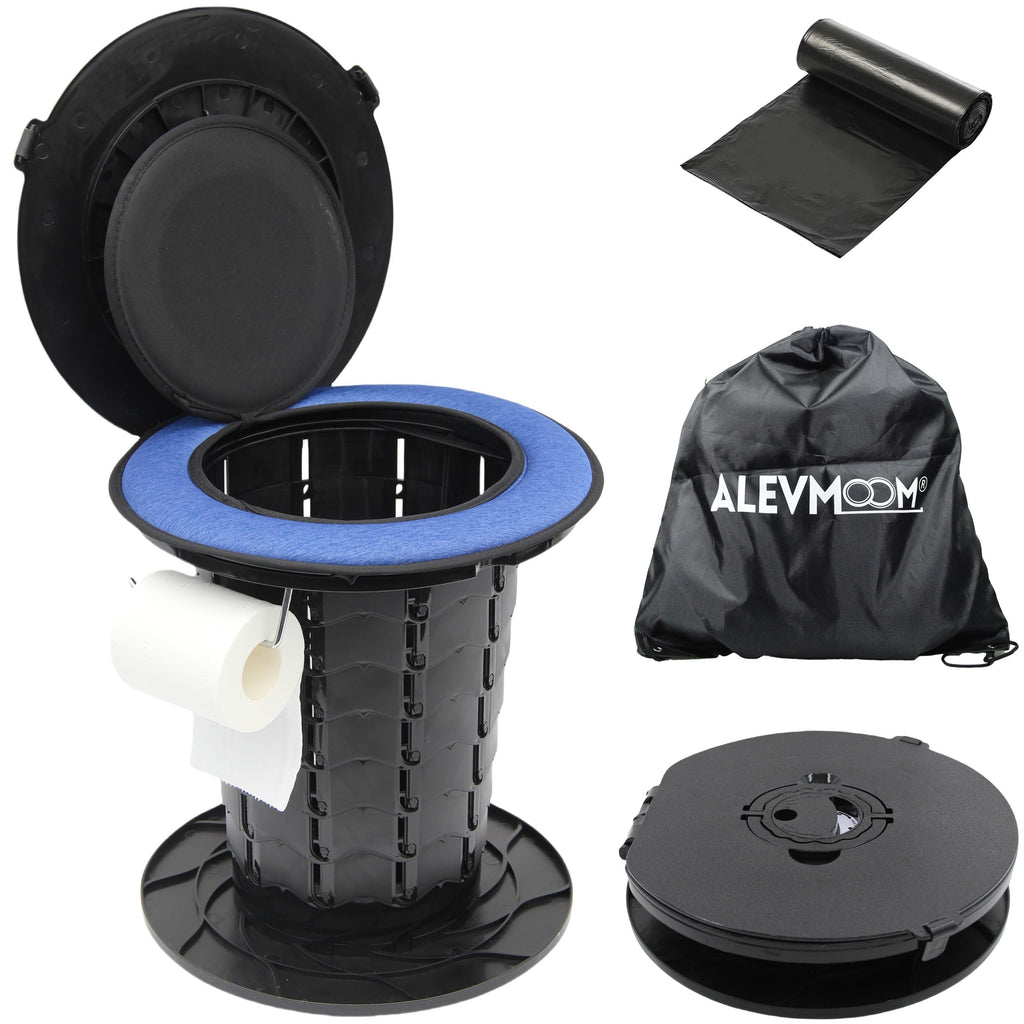 Alevmoom Retractable Portable Toilet With Cushion - 330Lbs Capacity 13.7 Height Adjustable Camping Toilet Foldable Travel Toilet