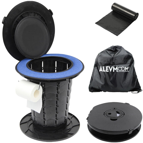 Alevmoom Retractable Portable Toilet With Cushion - 330Lbs Capacity 13.7 Height Adjustable Camping Toilet Foldable Travel Toilet
