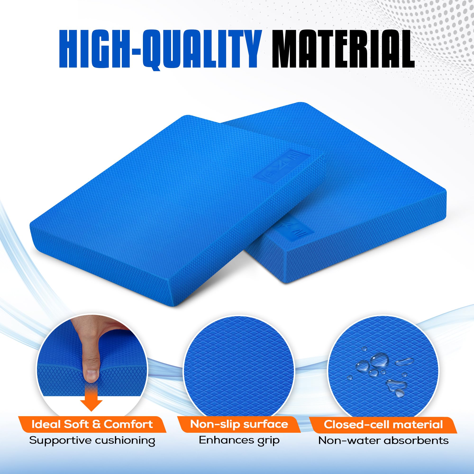 Yes4All Upgraded Size Foam Pad For Exercise, Non-Slip Foam Balance Pad Physical Therapy, Yoga & Stability Training Balance Mat