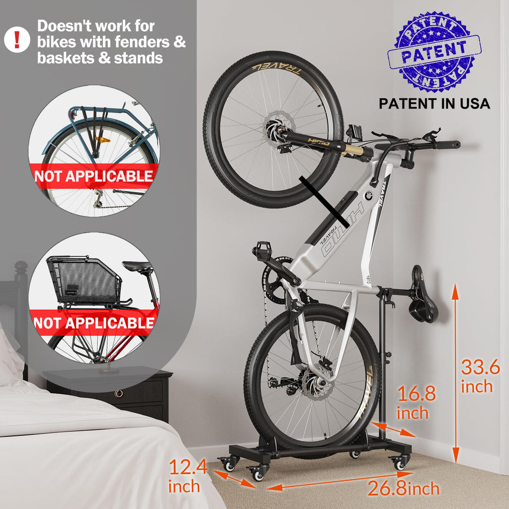 Sttoraboks Vertical Bike Stand, Freestanding Bike Rack Garage Storage Upright Bicycle Floor Stand Indoor Bike Holder with Adjust