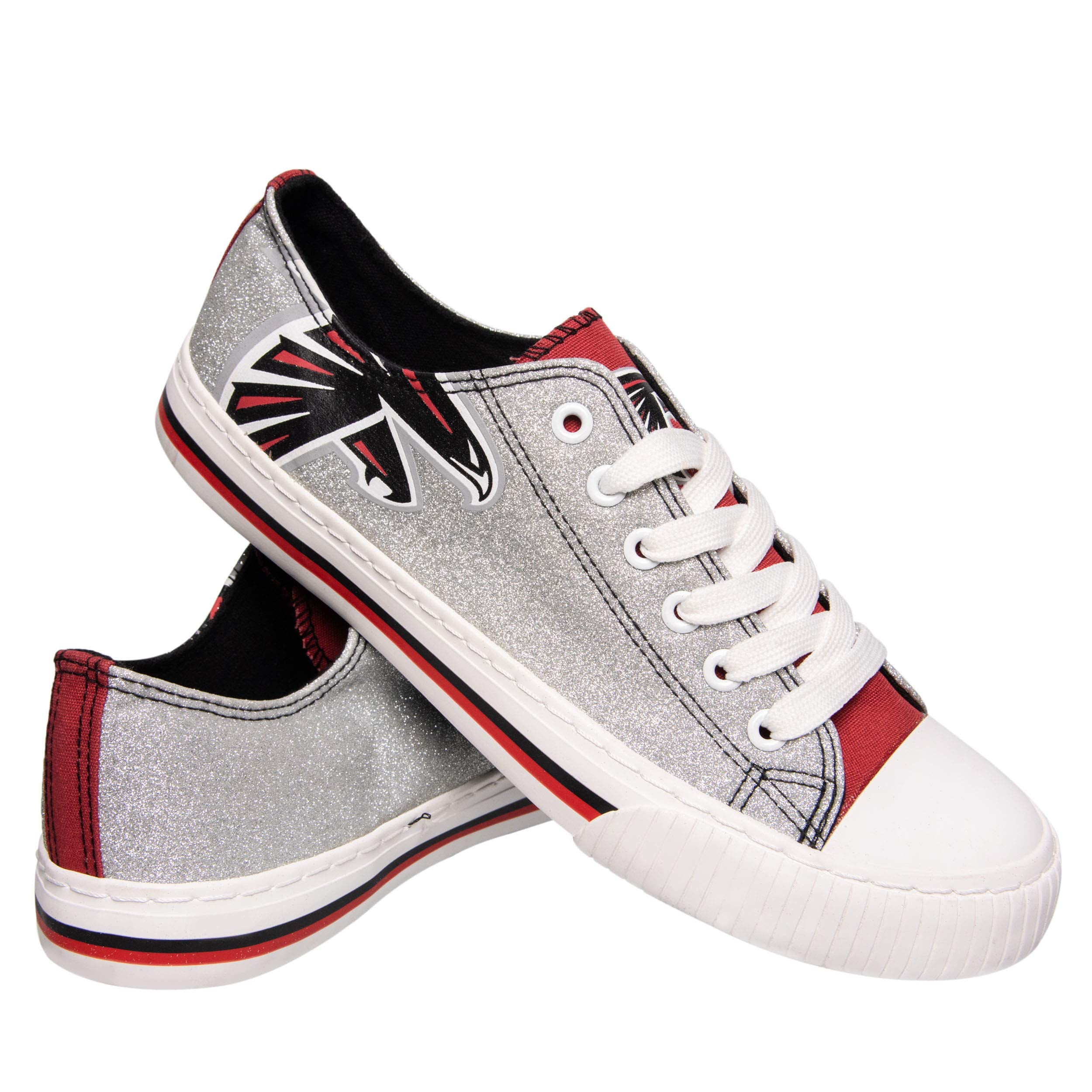 FOCO Atlanta Falcons NFL Womens Glitter Low Top Canvas Shoes - 8
