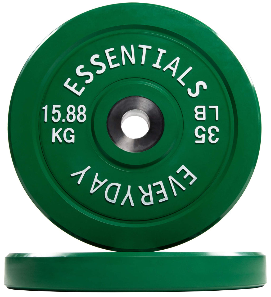 Balancefrom Color Coded Olympic Bumper Plate Weight Plate With Steel Hub, 35Lb Pair