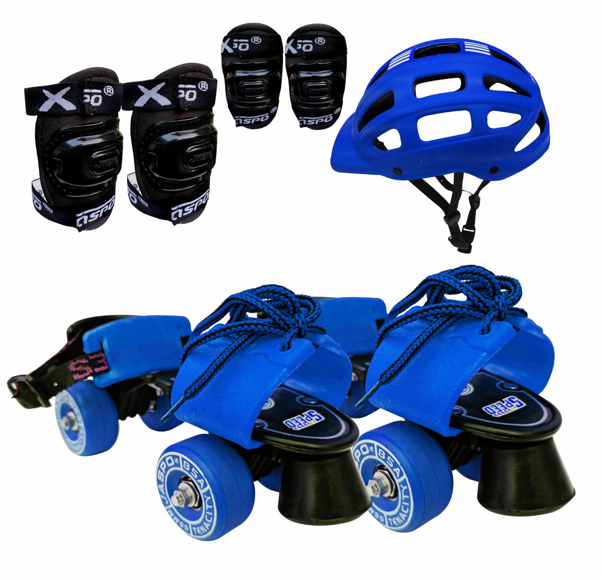 jaspo Unisex Marshal Trainers Adjustable Inline_Skate_Wheel Roller Skates Combo (Skates + Helmet + Knee Guards & Elbow Guards)