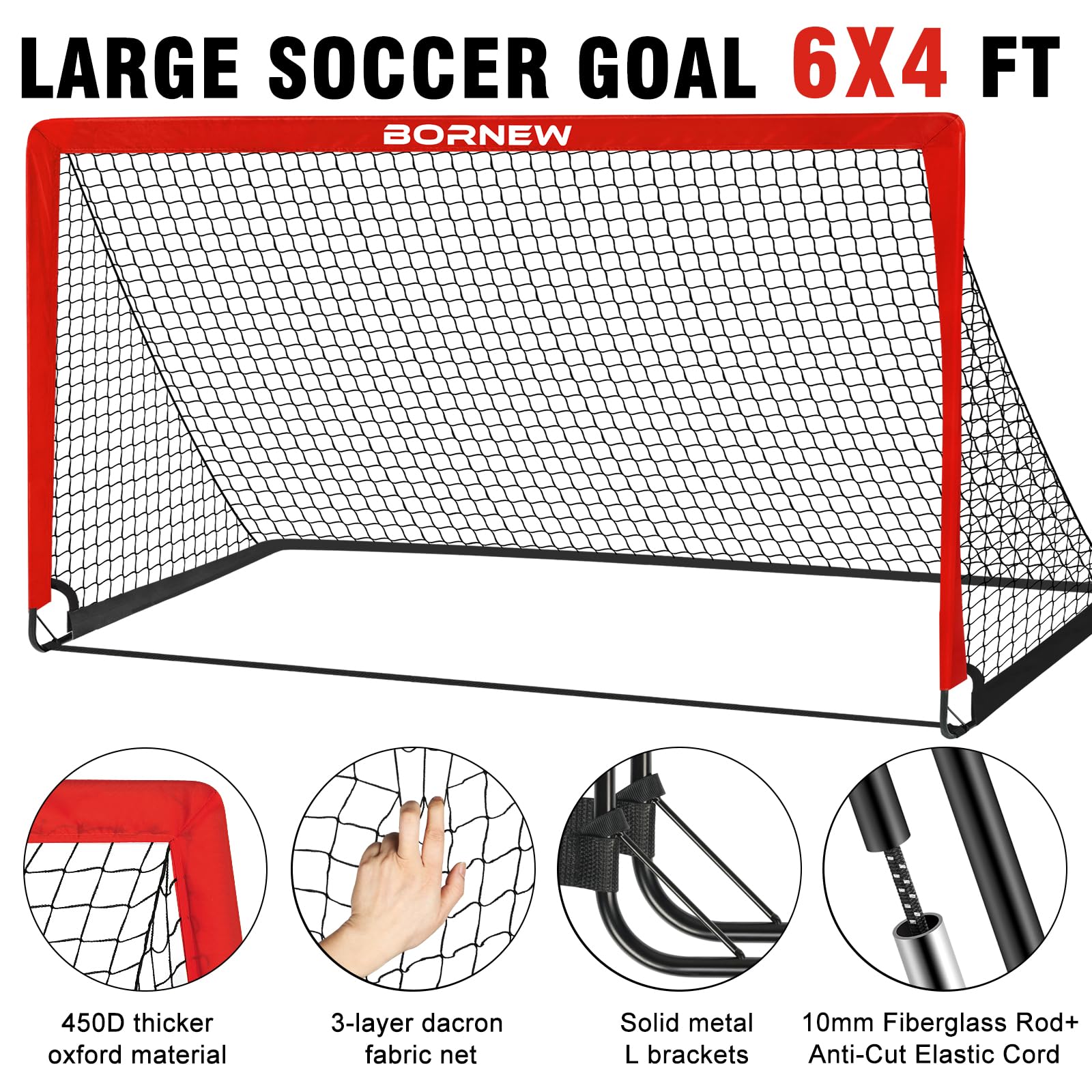 Kids Soccer Goal For Backyard Set - 2 Set Of 6X4 Ft Toddler Soccer Nets With 20Ft Agility Ladder, Soccer Ball, Pop Up Portable S