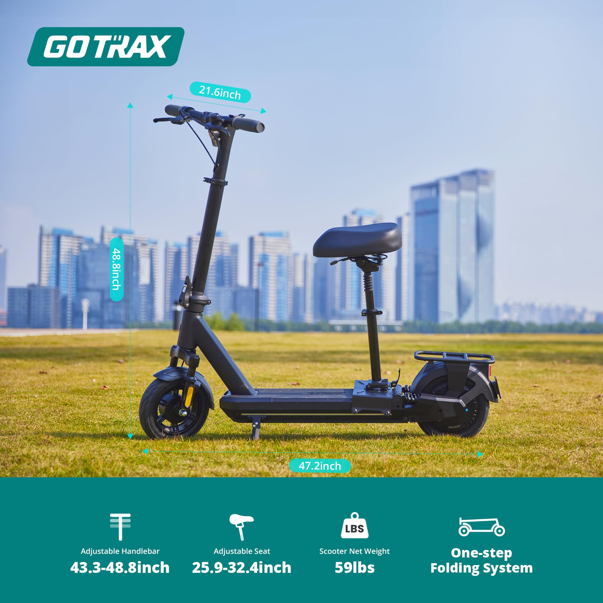 Gotrax Eclipse Ultra Saddle Electric Scooter, 20MPH, 28Miles, Adjustable Handlebar Height, Foldable, Detachable Seat, Cruise Con