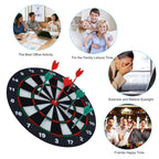 Portzon Dart Board, 16.4 Inch With 6 Rubber Safety Tip Darts Dartboard Game Set, Office Relaxing Sport & Family Leisure Time