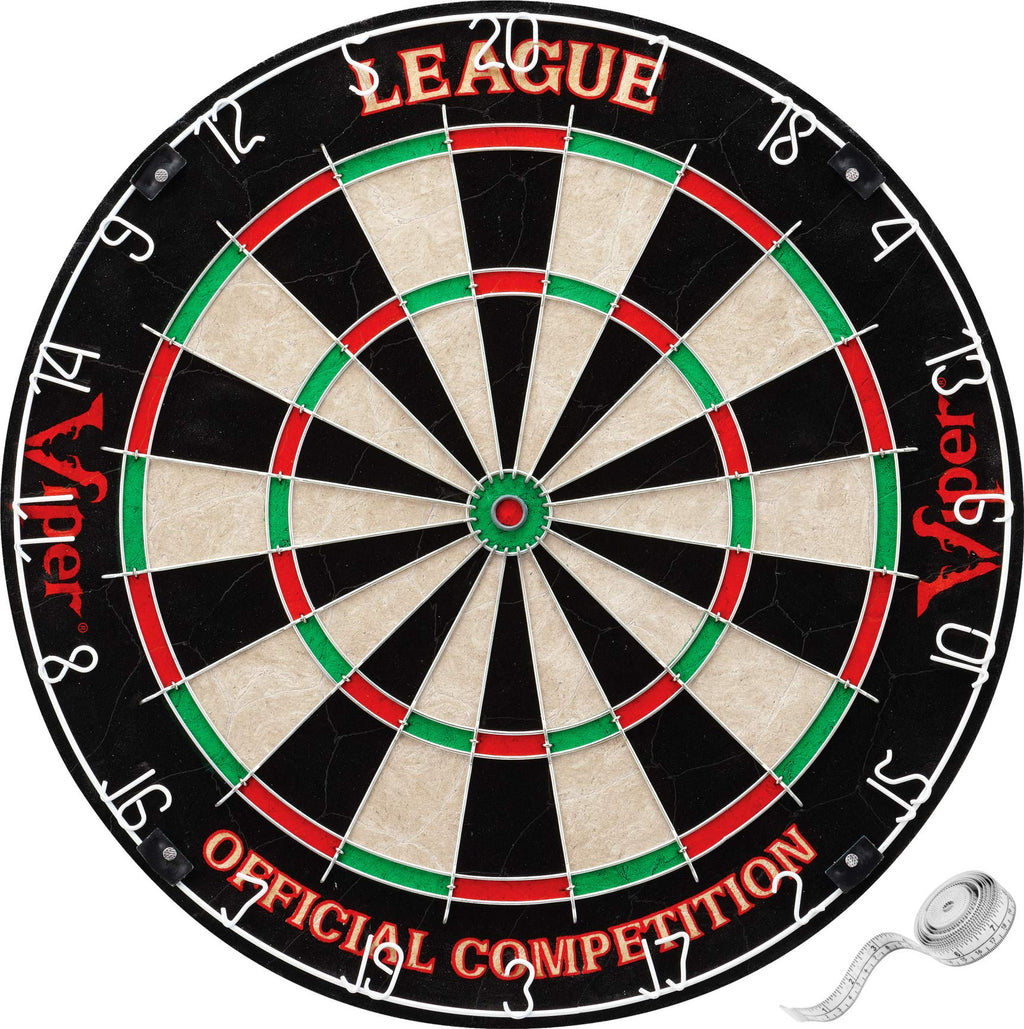Viper By Gld Products Resolute Dart Backboard Ready To Play Bundle With League Sisal Dartboard, Throw Line, Steel Tip Darts In A