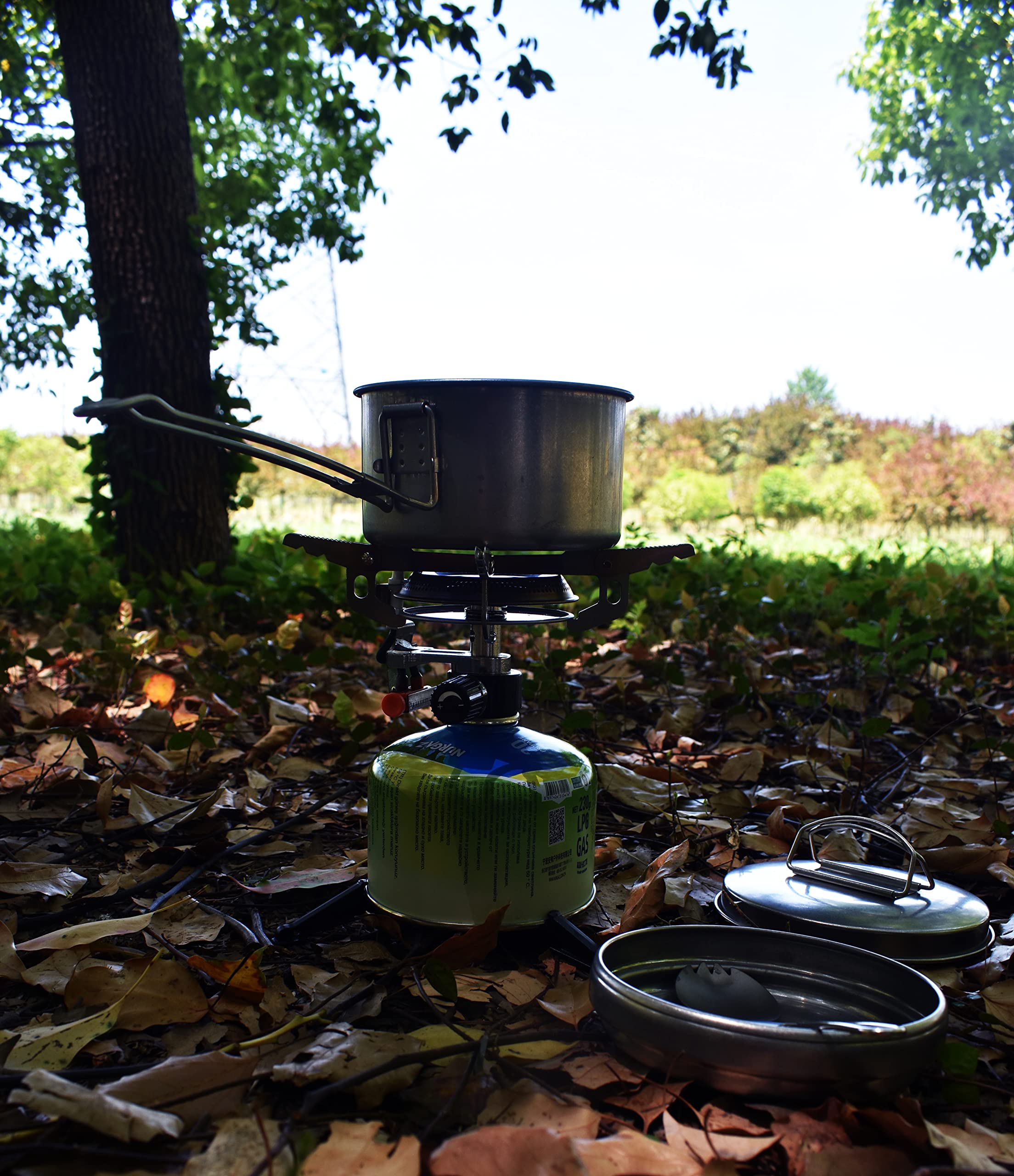 Dzrzvd Windproof Portable Backpacking Stove Burner With Piezo Ignition,Stove Adapter,Plastic Storage Box,Lightweight,Propane But