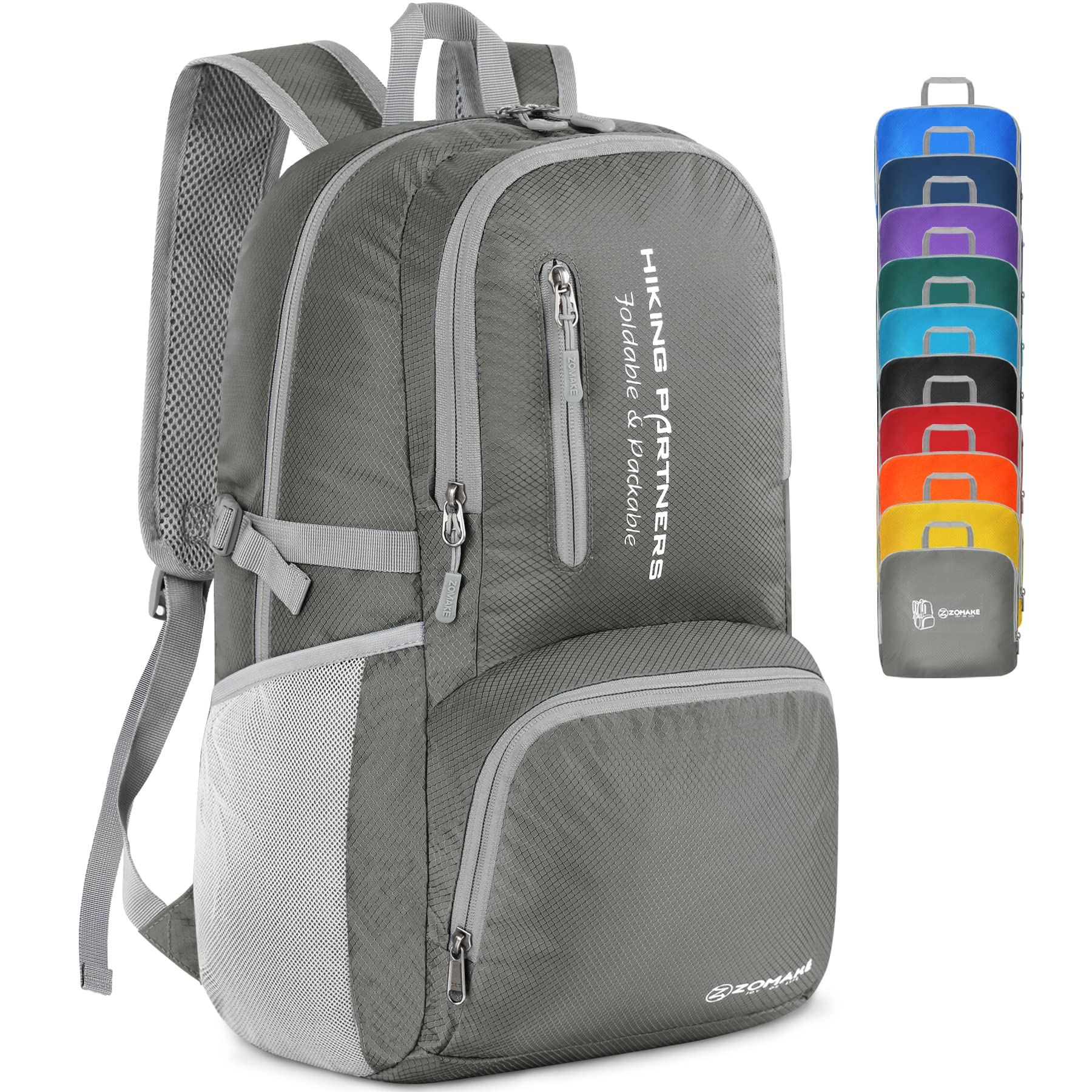 ZOMAKE Lightweight Packable Backpack - 35L Light Foldable Hiking Backpacks Water Resistant Collapsible Daypack for Travel(Dimgra
