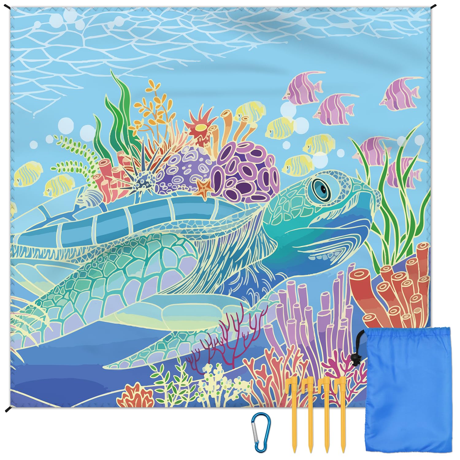 Beach Blanket Waterproof Sandproof Large Beach Mat 79 X 83 For 2-4 Adults Sand Free Mat Quick Drying,Lightweight & Durable With