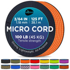 Teceum Micro Paracord - Orange - 1.18 Mm X 125 Ft - Micro Utility Cord - Thin Braided Paracord Rope Nylon Polyester - Wind Chime