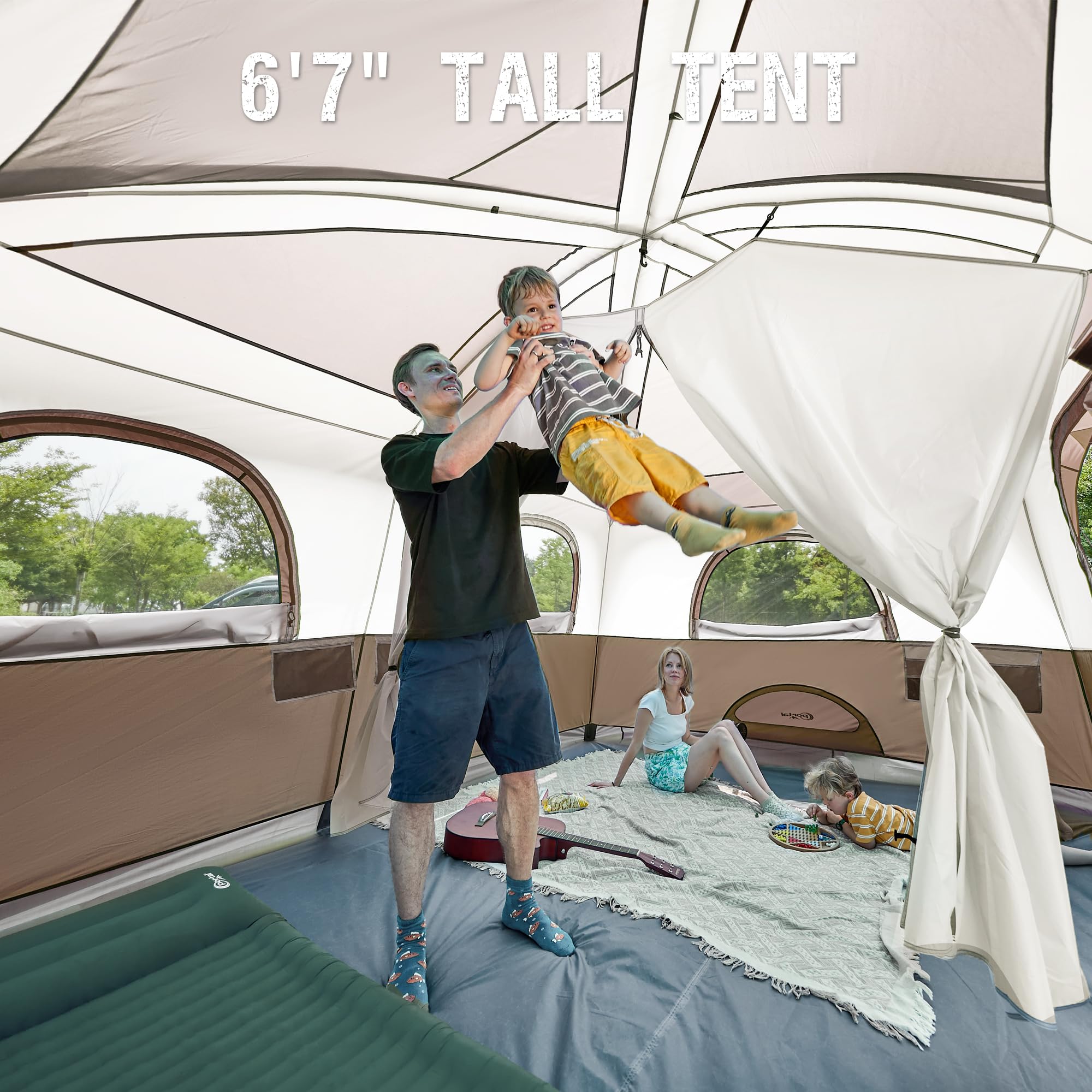Portal 8 Person Tents for Camping, Easy Setup Cabin Tent with Large Porch, 2 Room, Waterproof Family Camping Tent for Outdoor Ca