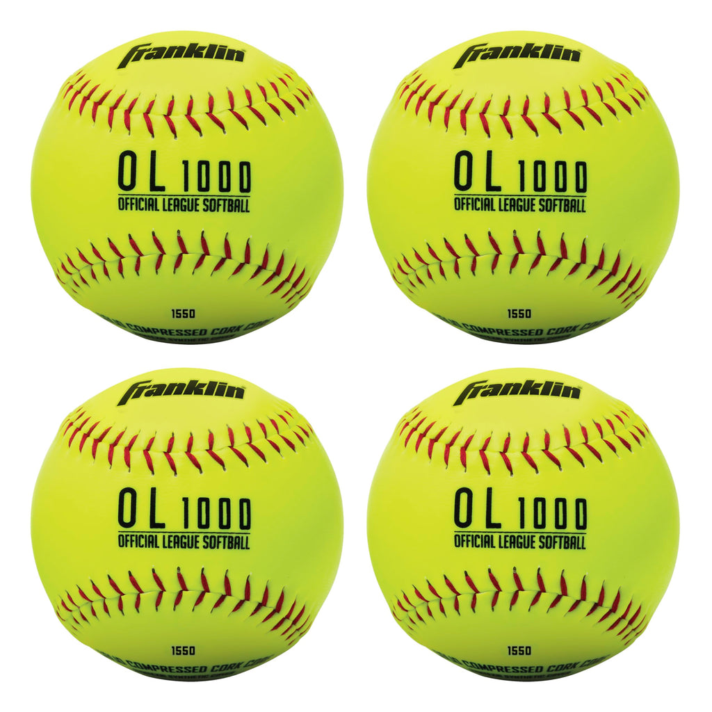 Franklin Sports Official Size Softballs - 12'' Fastpitch Practice Great For + Training Weight 4 Pack