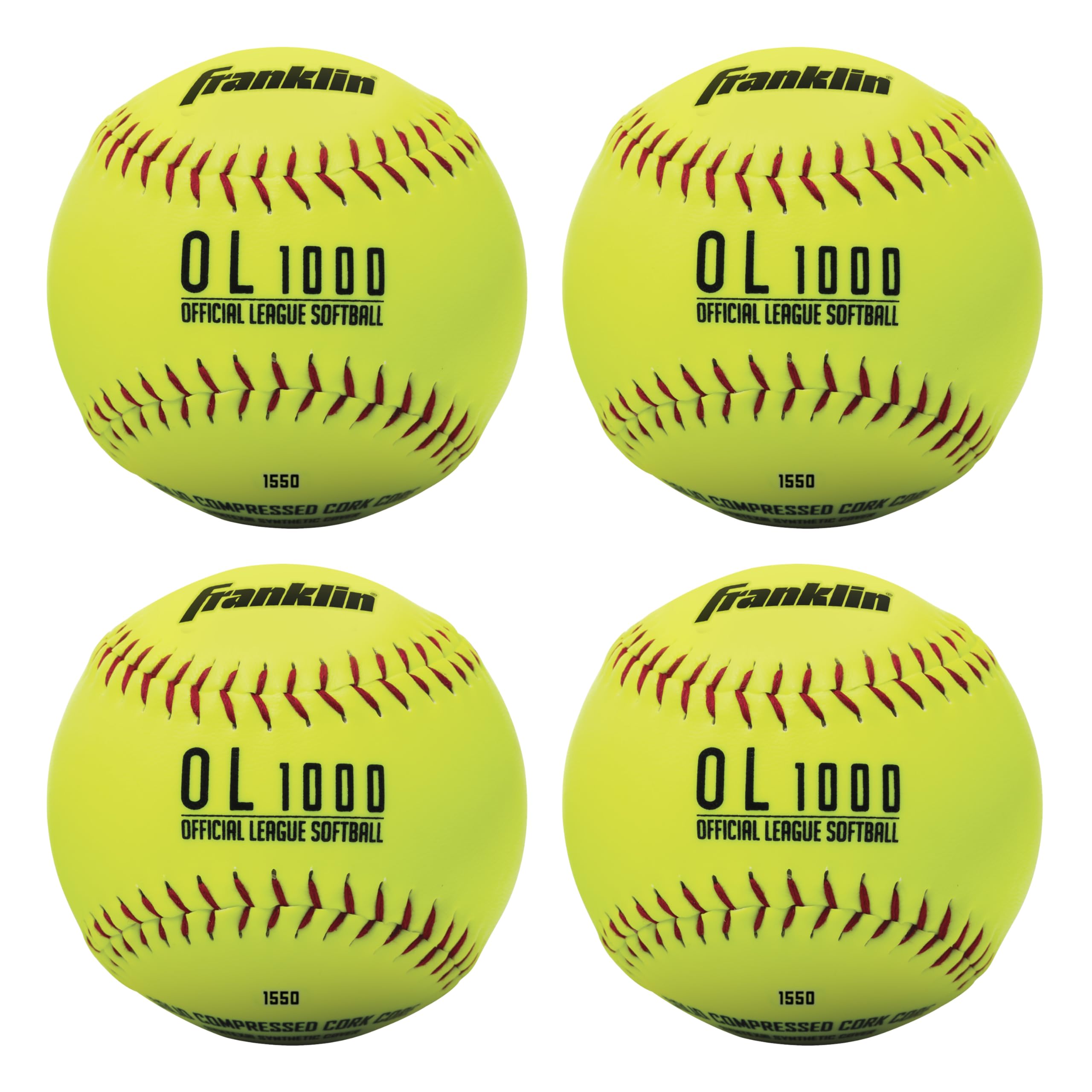 Franklin Sports Official Size Softballs - 12'' Fastpitch Practice Great For + Training Weight 4 Pack